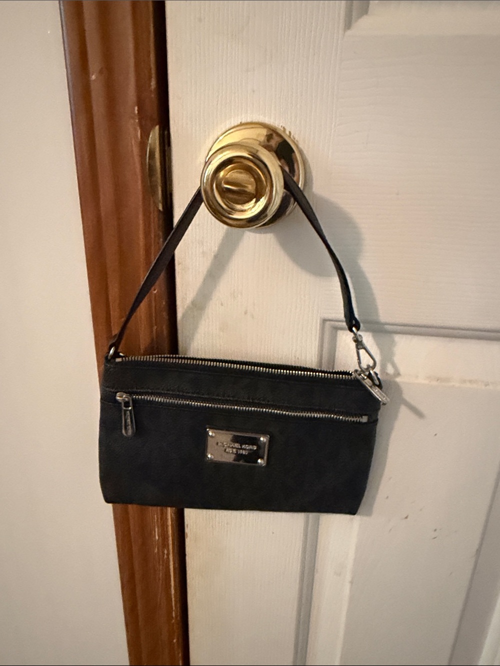Michael Kors Black Monogram Wristlet Clutch